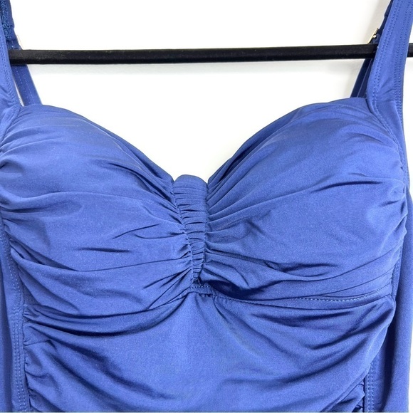 La Blanca blue ruched one piece swimsuit bathing suit 8 - Picture 5 of 11